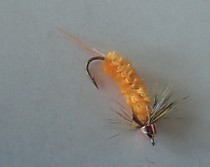 Уловистые грузовые мушки на Хариуса мелкого ленка ручьевую Форель мальму пеструшку каменку на крючках Мустад # 10 с длинным телом из синели Mustad Оранжевая  Синель с УФ Ворсинками  Щетинки Фл Красный мех  козы ,Жабо петух Гризли Конусная медная головка з