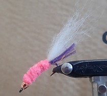 Мушки на Кольский Стример Яркая Креветка на  Горбушу Семгу  Кумжу Арктического Гольца японский крючок  Maruto C40 HW # 4 Тело синель WOOLY BUGGER ANTRON CHENILLE MEDIUM  Fl PINK 