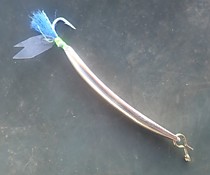 Тяж Зацеп 50 мм Вес примерно 8 грамм Тяжелая блесна на корюшку  для Дудинки блесна  на  сига судака окуня для лова на глубине и течении из двух металлов Нейзильбер и розовая бронза крючок с зацепом Хапуга ( Япония серебро)