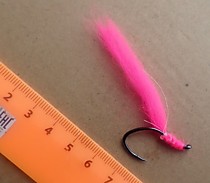 Крючки для ловли гольца мальмы симы горбуши форели на икру и креветку  с мушкой сопля из Американской ваты УФ розовая Атлас Крючки Япония Maruto 8832 # 4 ( 5 шт в пачке )
