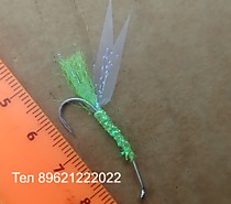 мушки мормышки на крупную корюшку зубаря мыс Лазарев Джаоре Чукотка Дудинка Серебряный Стример № 7 мм Крыло мобискин голубого свечения Кеймура Тохо Бородка люрекс Кристалл и Кеймура и Фосфор Антрон  УФ Светло Зеленый Харелайнер тело FL Chantrese WAPSI