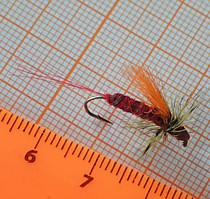 Мушка на ручьевую  форель пеструшку  хариуса Натуралка Классика тело Конский Волос крыло Лососевый Мех  УФ Оранжевый  крючок Япония фирмы Маруто # 10