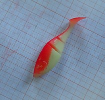твистер на окуня резиновая рыбка на окуня ленка, щуку, симу.. Налима. Форма твистера сегментный Гольян Красная спинка натуральное Брюшко